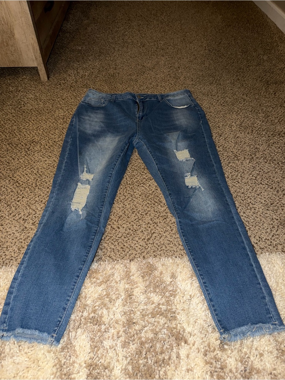 Amazon Women's Distressed Dark Blue High-Rise Jeans